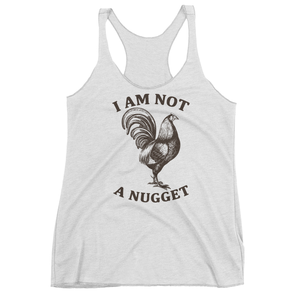 Vegan Tank Top - I Am Not A Nugget - Heather White