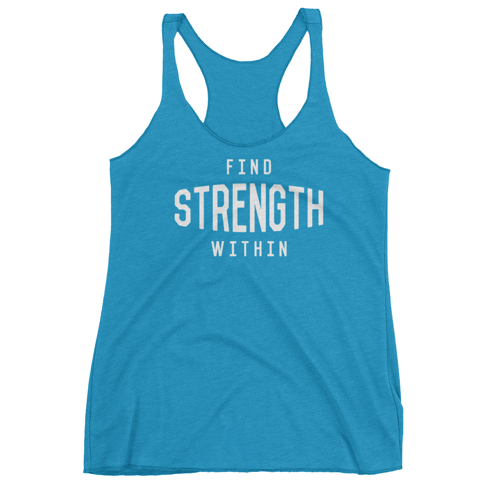 Vegan Yoga Tank Top - Find Strength Within - Vintage Turquoise
