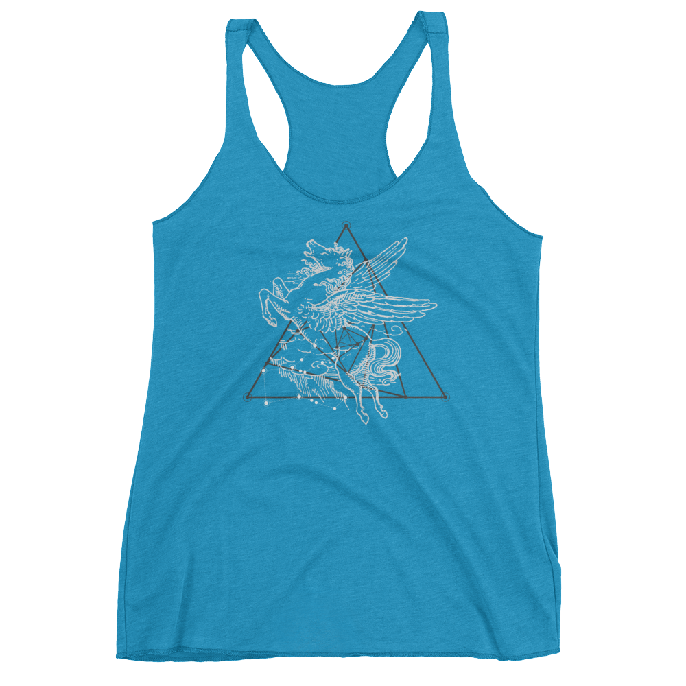 Sacred Geometry Tank Top - Spiraling Equilateral Triangles - Vintage Turquoise
