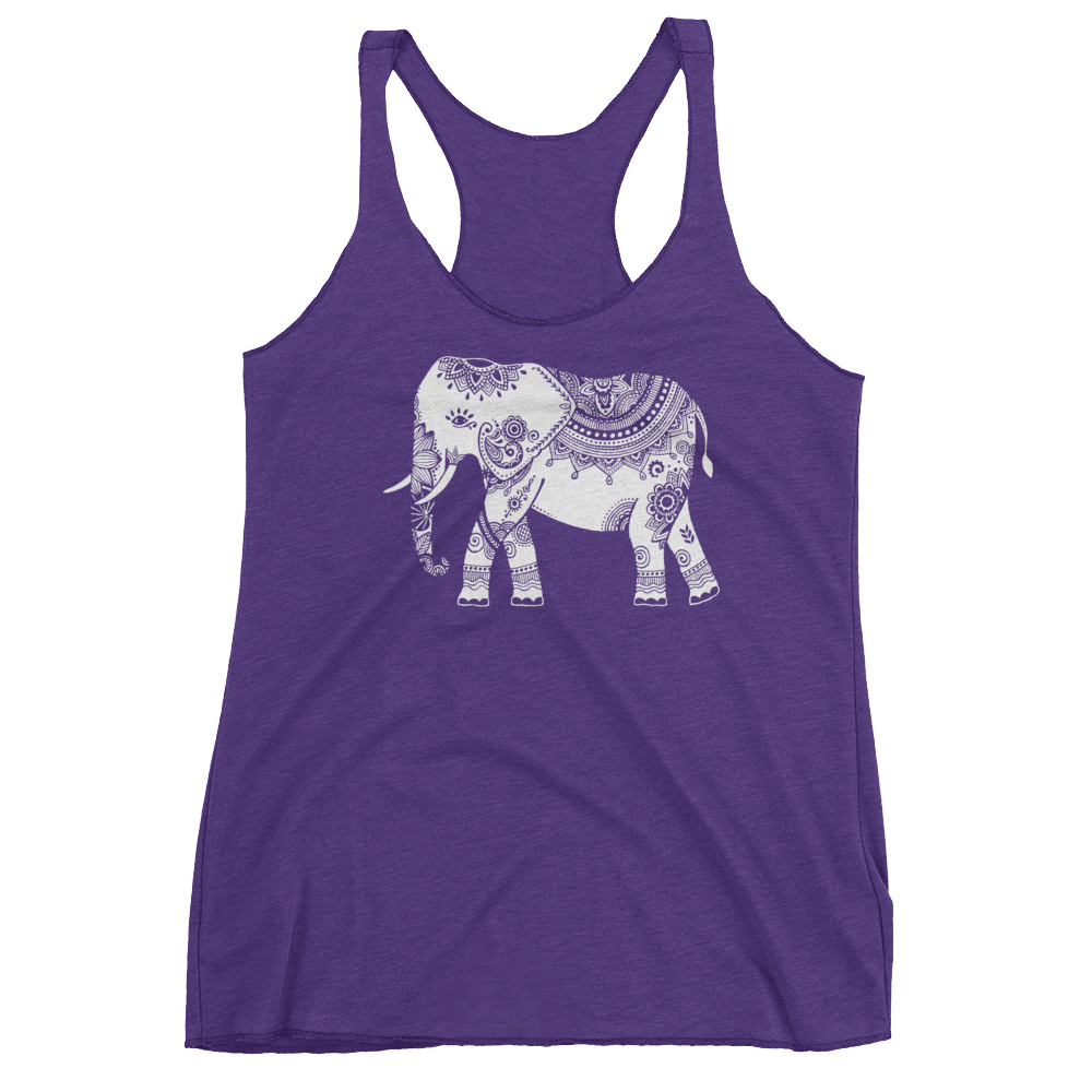 Vegan Yoga Tank Top - White Elephant - Purple Rush