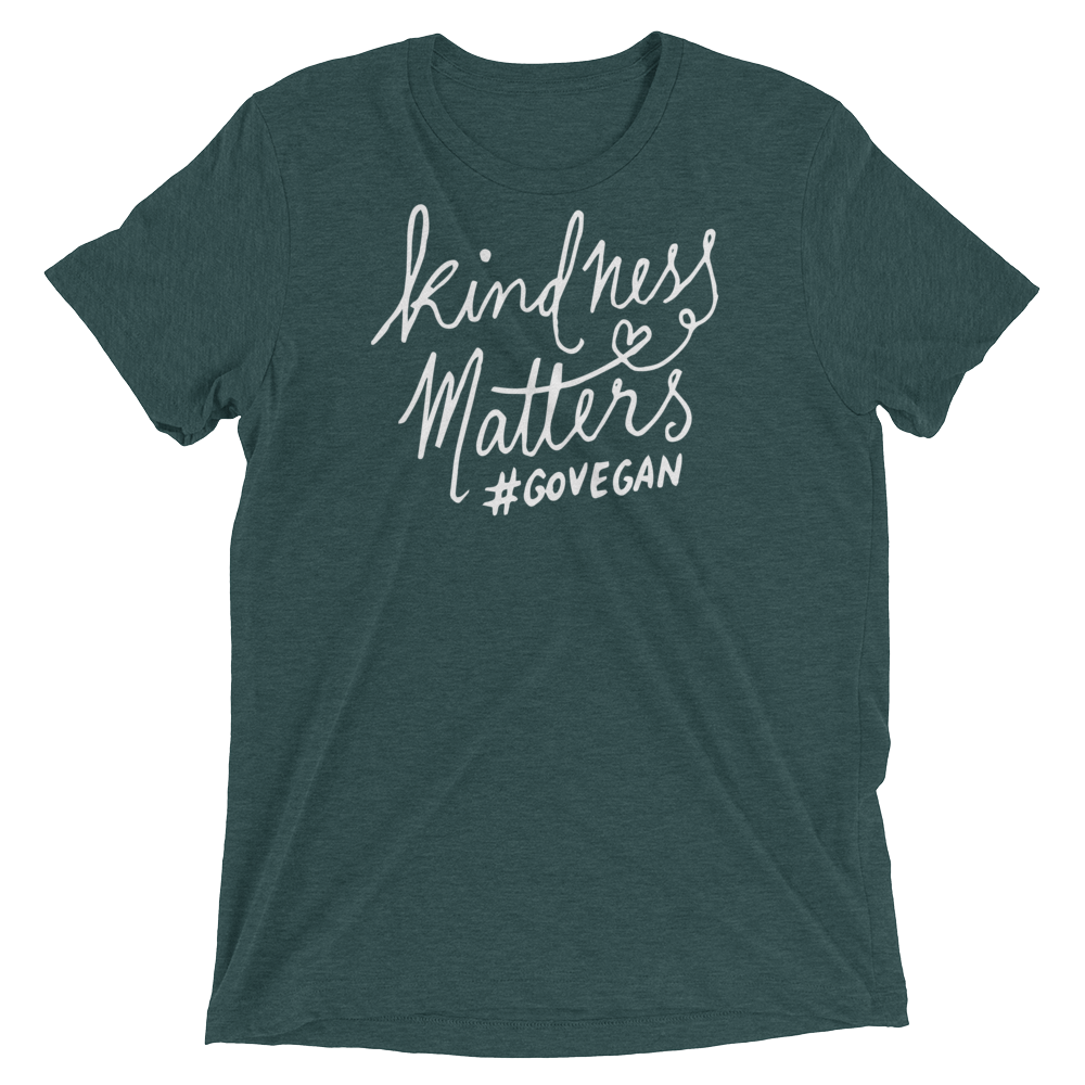 Vegan T-Shirt - Kindness Matters go Vegan shirt - Emerald