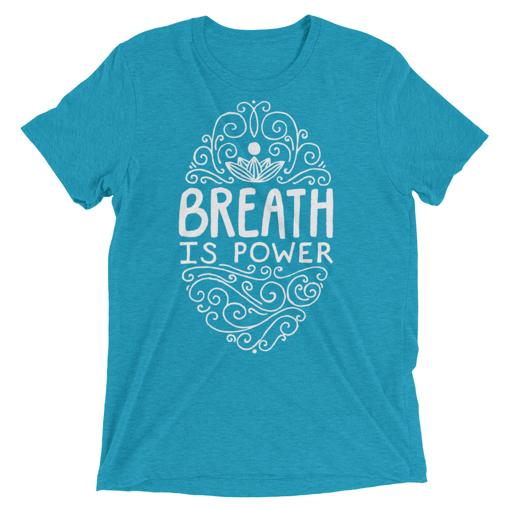 Vegan Yoga Shirt - Breath Is Power - Aqua