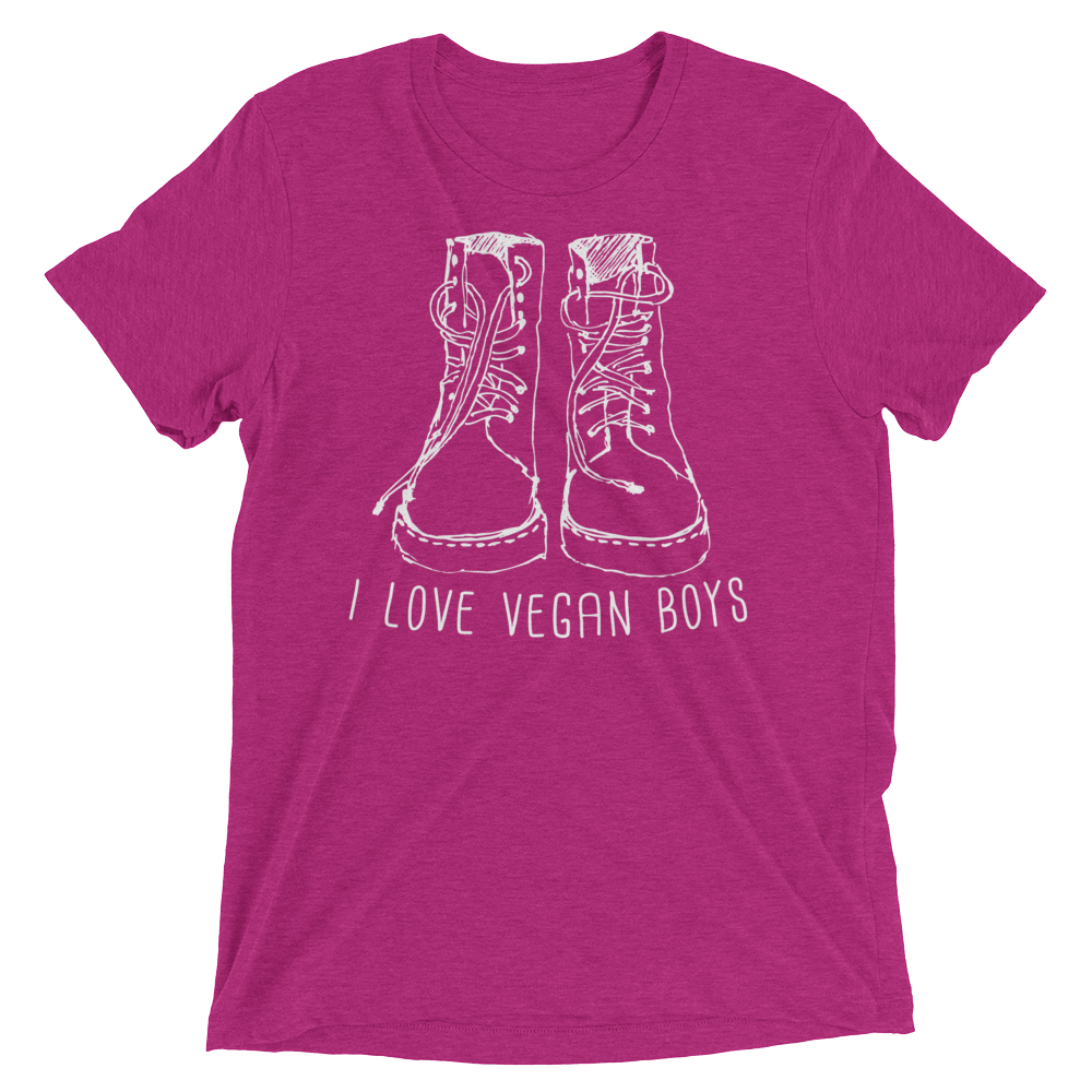 Vegan T-Shirt - I Love Vegan Boys - Berry