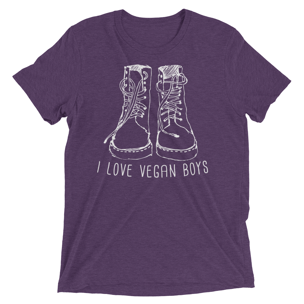 Vegan T-Shirt - I Love Vegan Boys - Purple