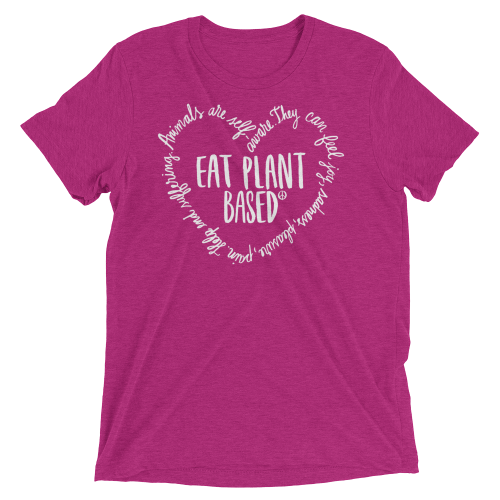 Vegan T-Shirt - Eat Plant Based Heart - Berry