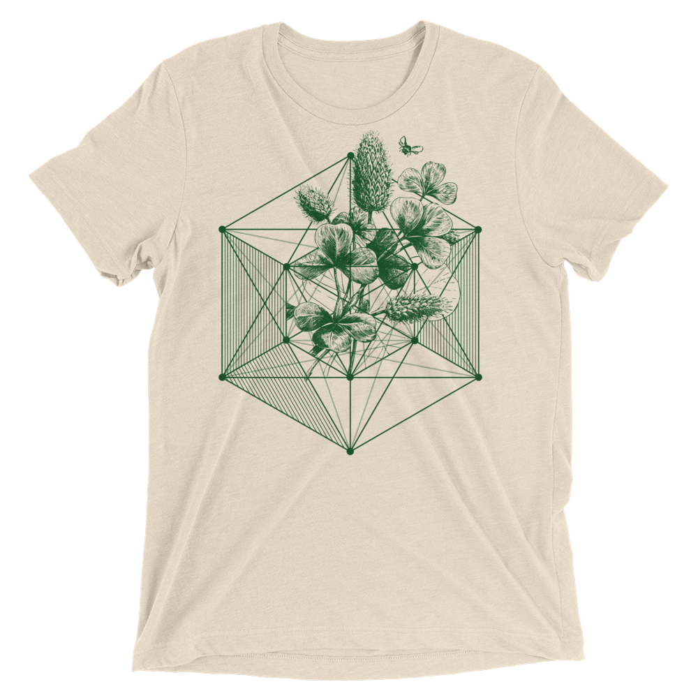 Sacred Geometry Shirt - Hexagon Clover - Oatmeal