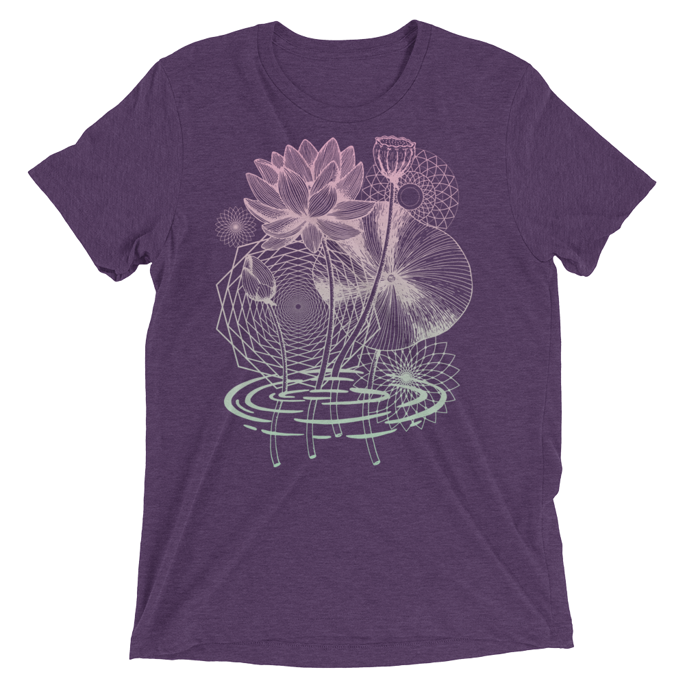 Sacred Geometry Shirt - Lotus Flower Pond - Purple