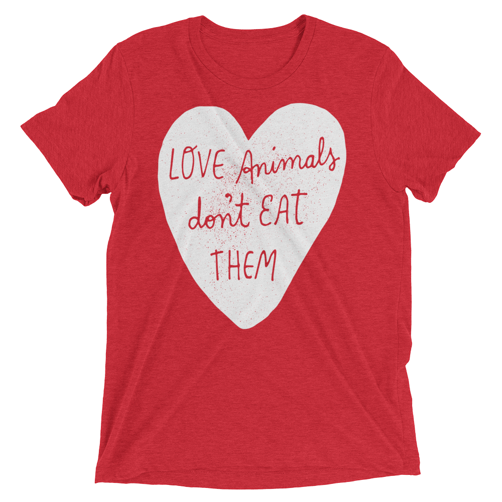 Vegan T-Shirt - Love Animals Don't Eat Them - Red
