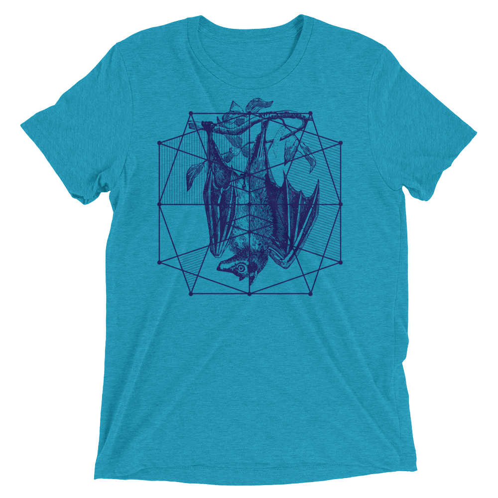 Sacred Geometry Shirt - Polygon Formation Bat - Aqua
