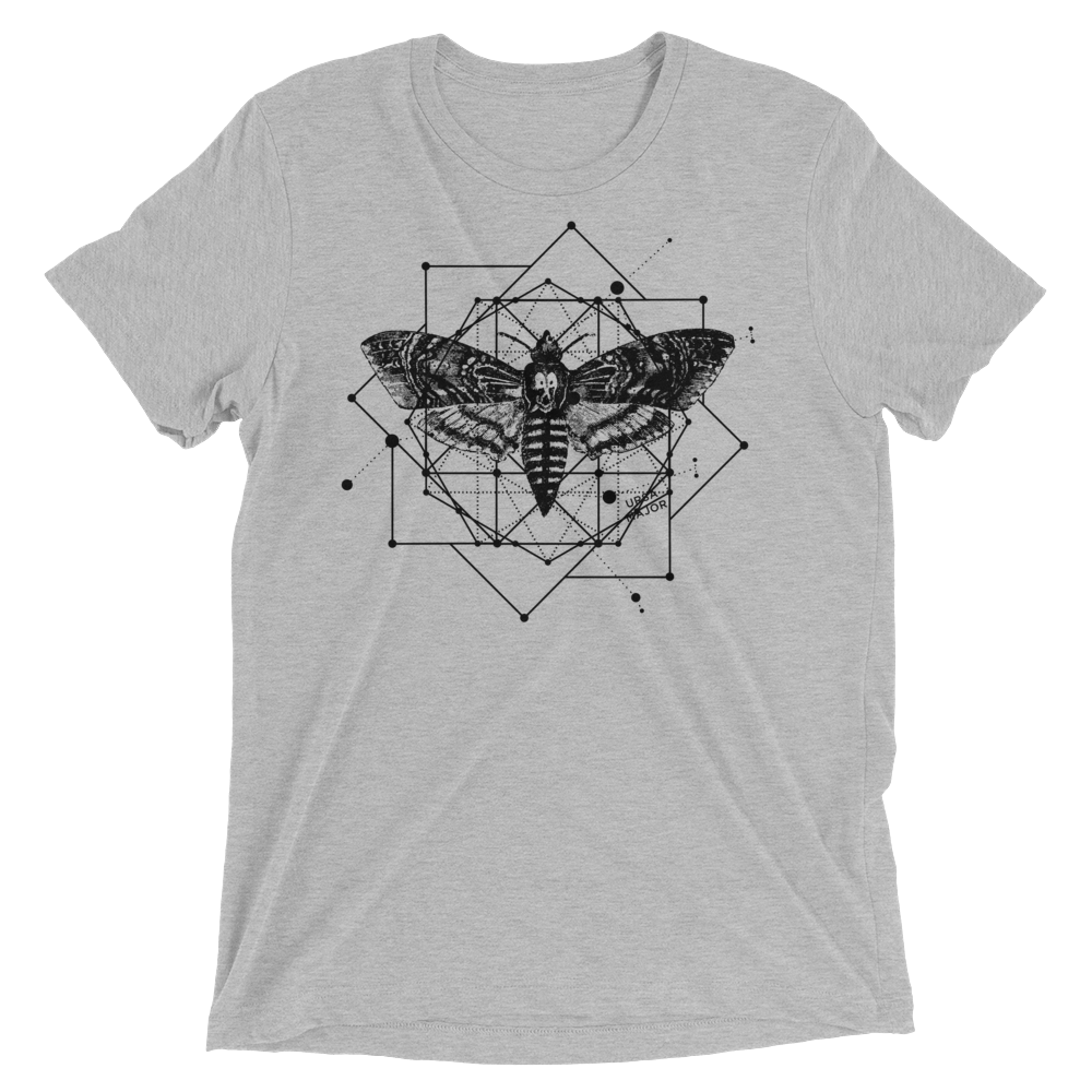 Sacred Geometry Shirt - Square Matrix Moth - Athletic Grey