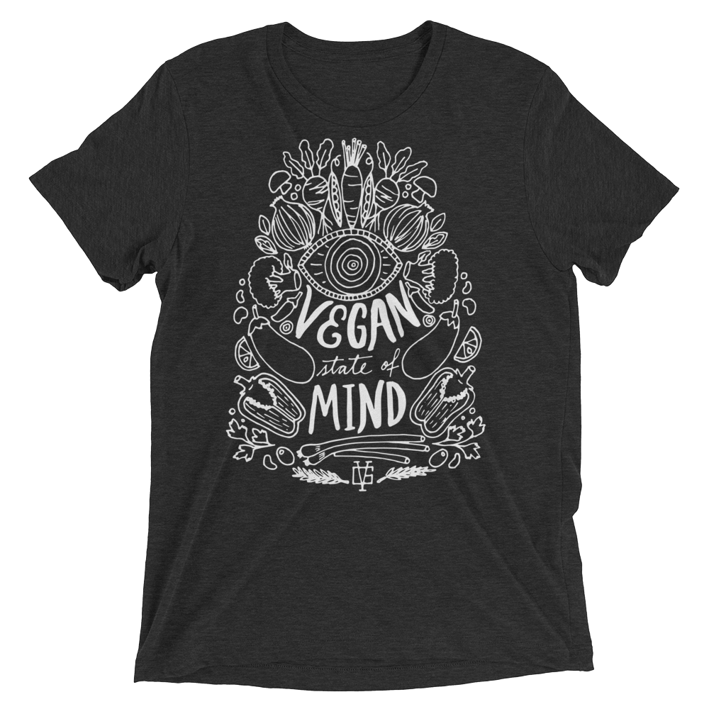Vegan T-Shirt - Vegan State Of Mind - Charcoal Black