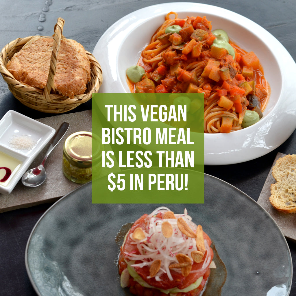 How much vegan food can you get for $5 in Peru?