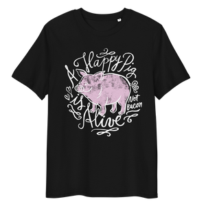 Vegan T-Shirt - A Happy Pig is Alive - Black
