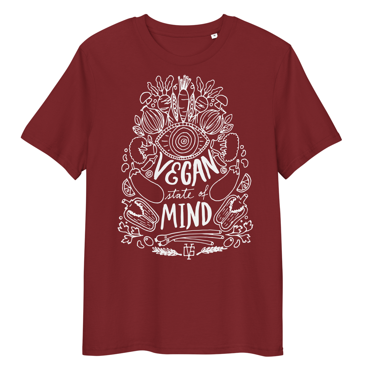 Vegan T-Shirt - Vegan State of Mind - Burgundy
