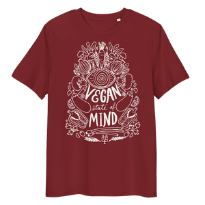 Vegan T-Shirt - Vegan State of Mind - Burgundy
