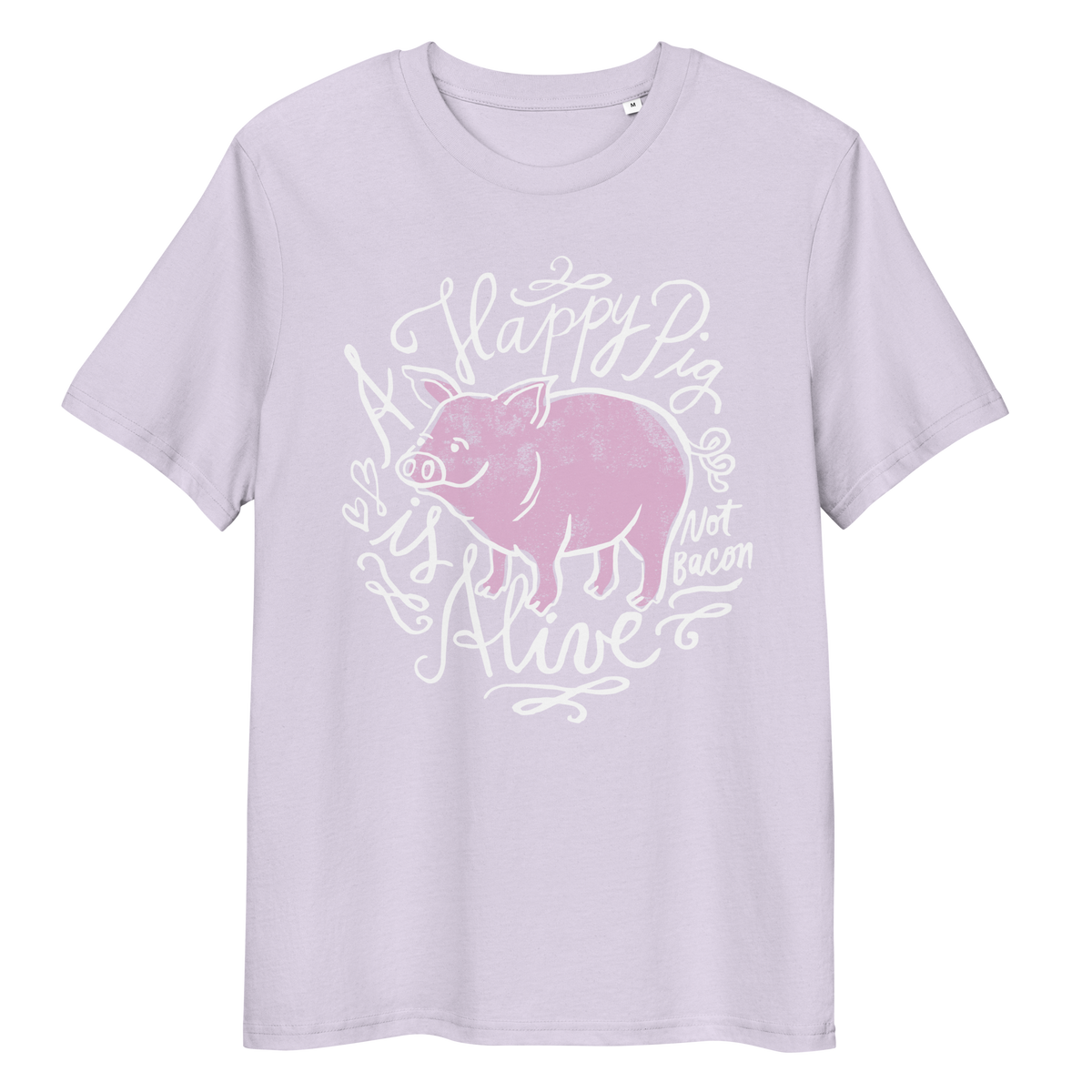 Vegan T-Shirt - A Happy Pig is Alive - Lavender