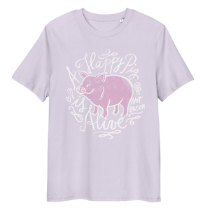 Vegan T-Shirt - A Happy Pig is Alive - Lavender