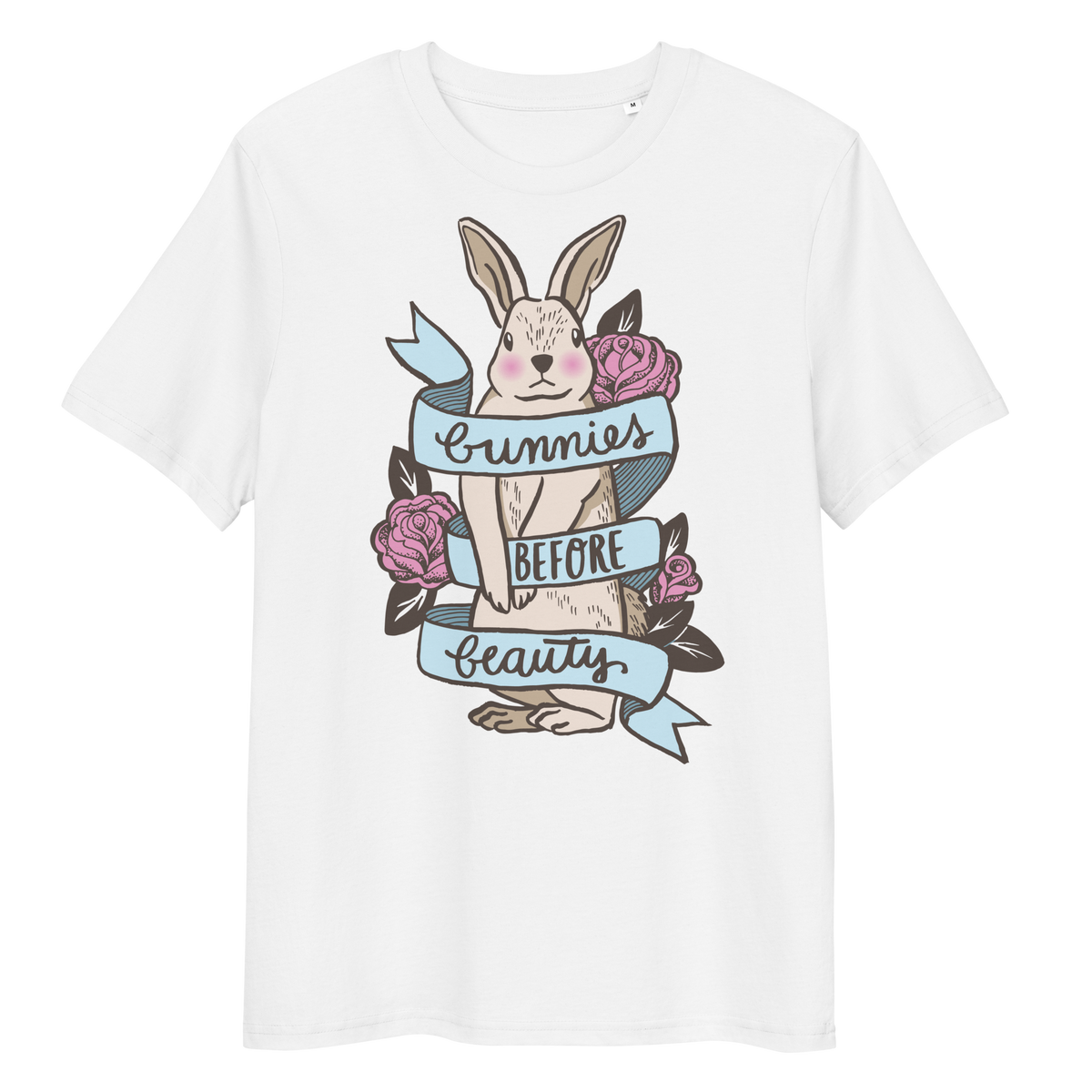 Vegan T-Shirt - Bunnies before Beauty - White
