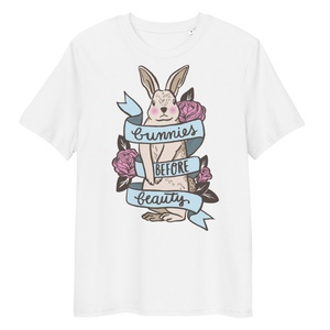 Vegan T-Shirt - Bunnies before Beauty - White
