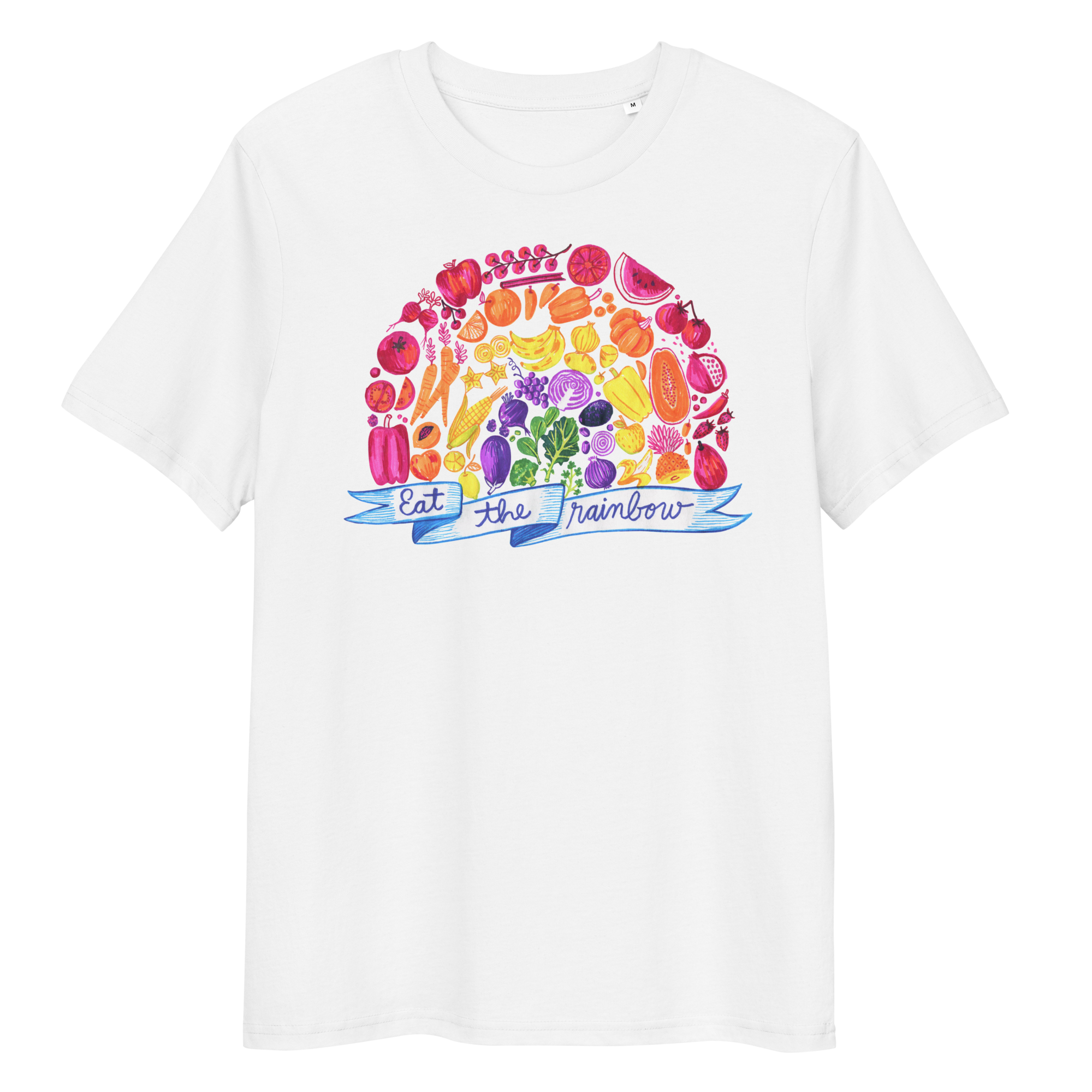 Vegan T-Shirt - Eat the Rainbow - White
