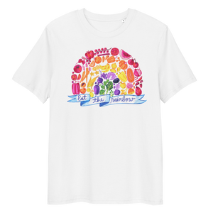Vegan T-Shirt - Eat the Rainbow - White

