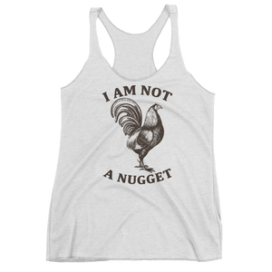 Vegan Tank Top - I Am Not A Nugget - Heather White