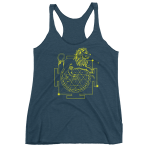 Sacred Geometry Tank Top - Sri Yantra Adaptation Lion - Indigo