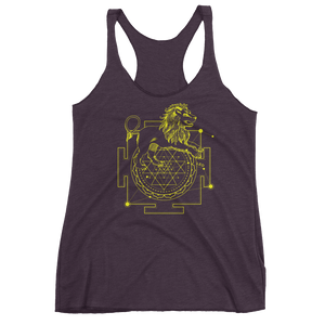 Sacred Geometry Tank Top - Sri Yantra Adaptation Lion - Vintage Purple