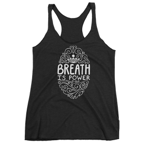 Vegan Yoga Tank Top - Breath is Power - Vintage Black