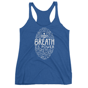 Vegan Yoga Tank Top - Breath is Power - Vintage Royal