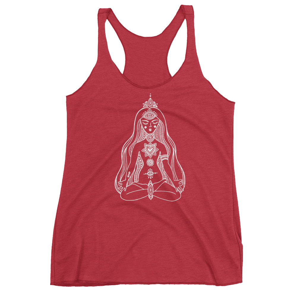 Vegan Yoga Tank Top - Chakras Girl - Vintage Red
