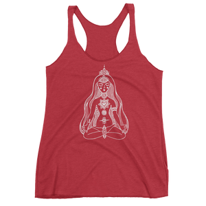 Vegan Yoga Tank Top - Chakras Girl - Vintage Red