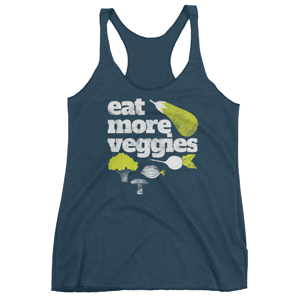 Vegan Tank Top - Eat More Veggies And Greens - Indigo