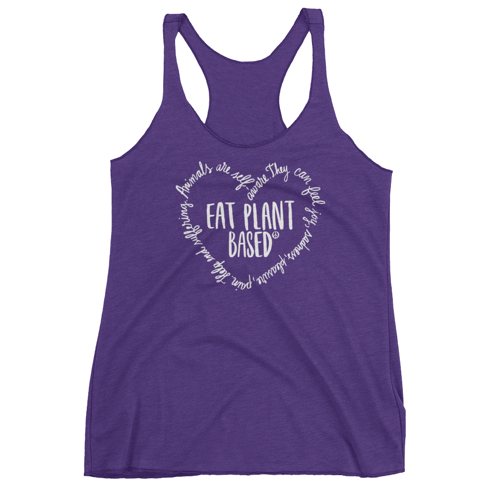 Vegan Tank Top - Eat Plant Based Heart - Purple Rush