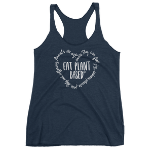 Vegan Tank Top - Eat Plant Based Heart - Vintage Navy