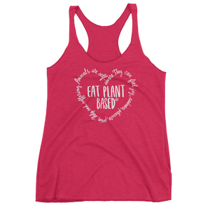 Vegan Tank Top - Eat Plant Based Heart - Vintage Shocking Pink