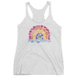 Vegan Tank Top - Eat The Rainbow - Heather White