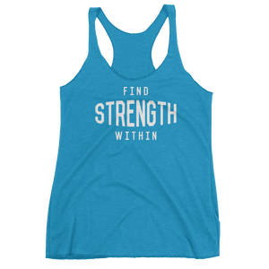 Vegan Yoga Tank Top - Find Strength Within - Vintage Turquoise