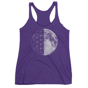 Sacred Geometry Tank Top - Flower Of Life Moon - Purple Rush