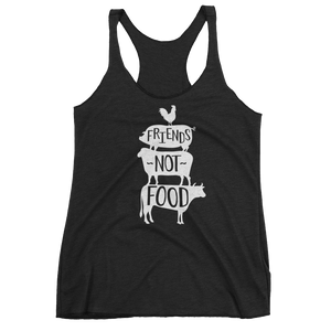 Vegan Tank Top - Friends Not Food Tower - Vintage Black