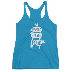 Vegan Tank Top - Friends Not Food Tower - Vintage Turquoise