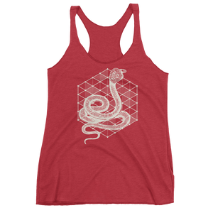 Sacred Geometry Tank Top - Hexagonal Grid Cobra - Vintage Red