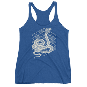 Sacred Geometry Tank Top - Hexagonal Grid Cobra - Vintage Royal