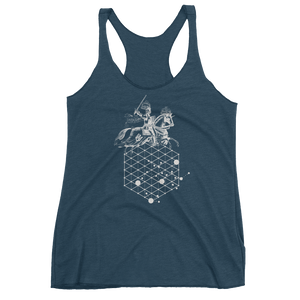 Sacred Geometry Tank Top - Hexagonal Grid Horse - Indigo