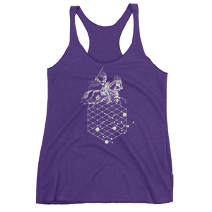 Sacred Geometry Tank Top - Hexagonal Grid Horse - Purple Rush