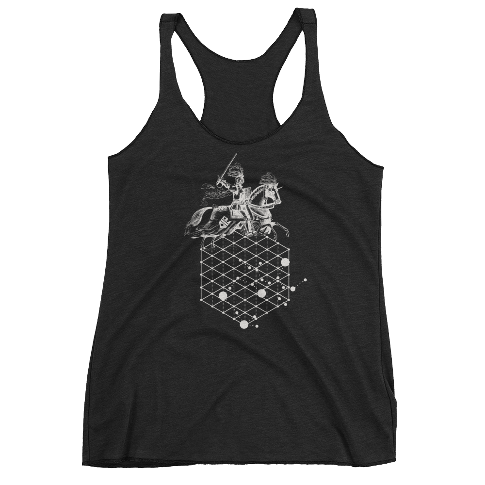 Sacred Geometry Tank Top - Hexagonal Grid Horse - Vintage Black