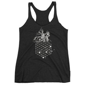 Sacred Geometry Tank Top - Hexagonal Grid Horse - Vintage Black