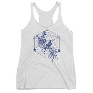 Sacred Geometry Tank Top - Icosahedron Bird - Heather White