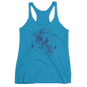 Sacred Geometry Tank Top - Icosahedron Bird - Vintage Turquoise