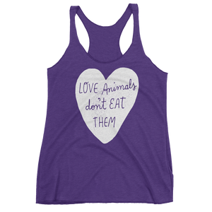 Vegan Tank Top - Love Animals Don't Eat Them - Purple Rush